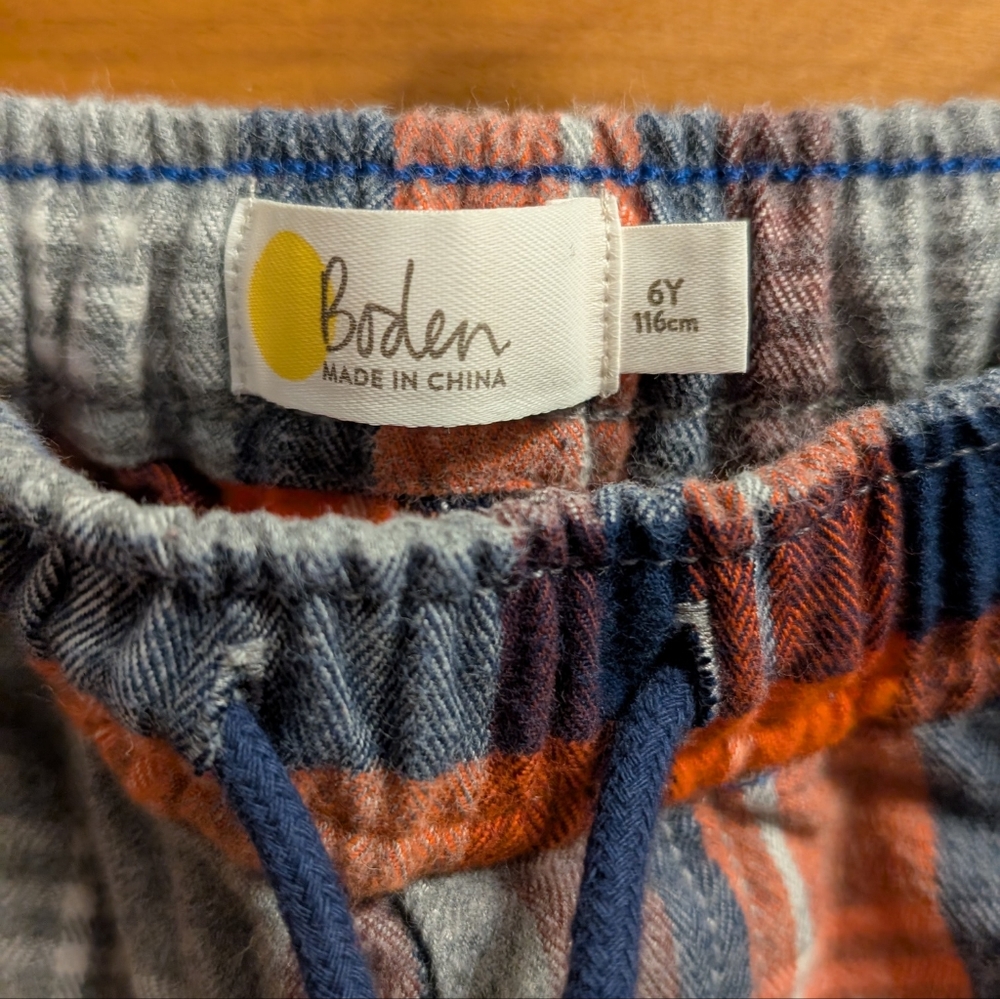 Boden Boys’ Flannel Pants | Plaid | Size 6Y